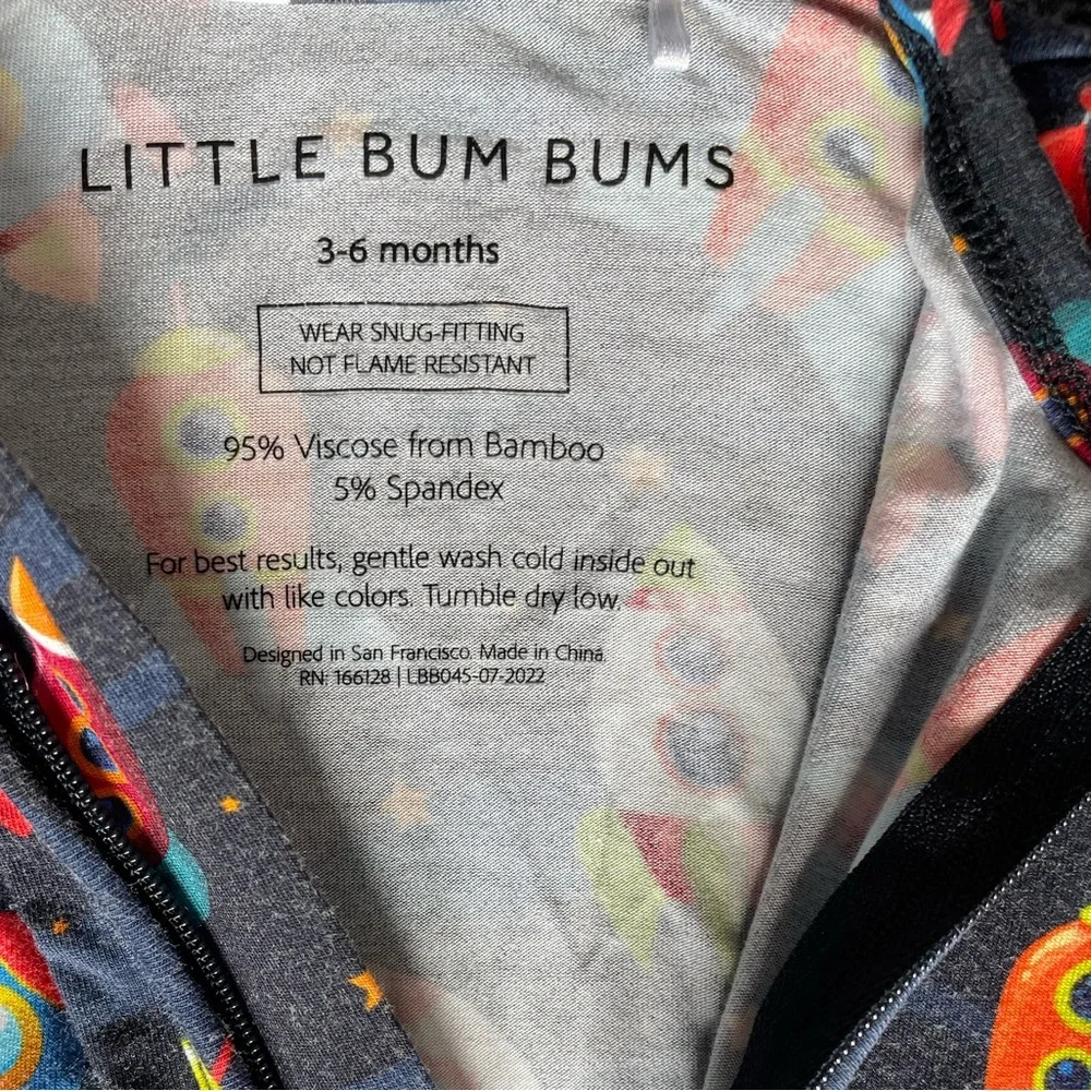#354, Little Bum Bums one piece footed onesie, size 3-6 mo